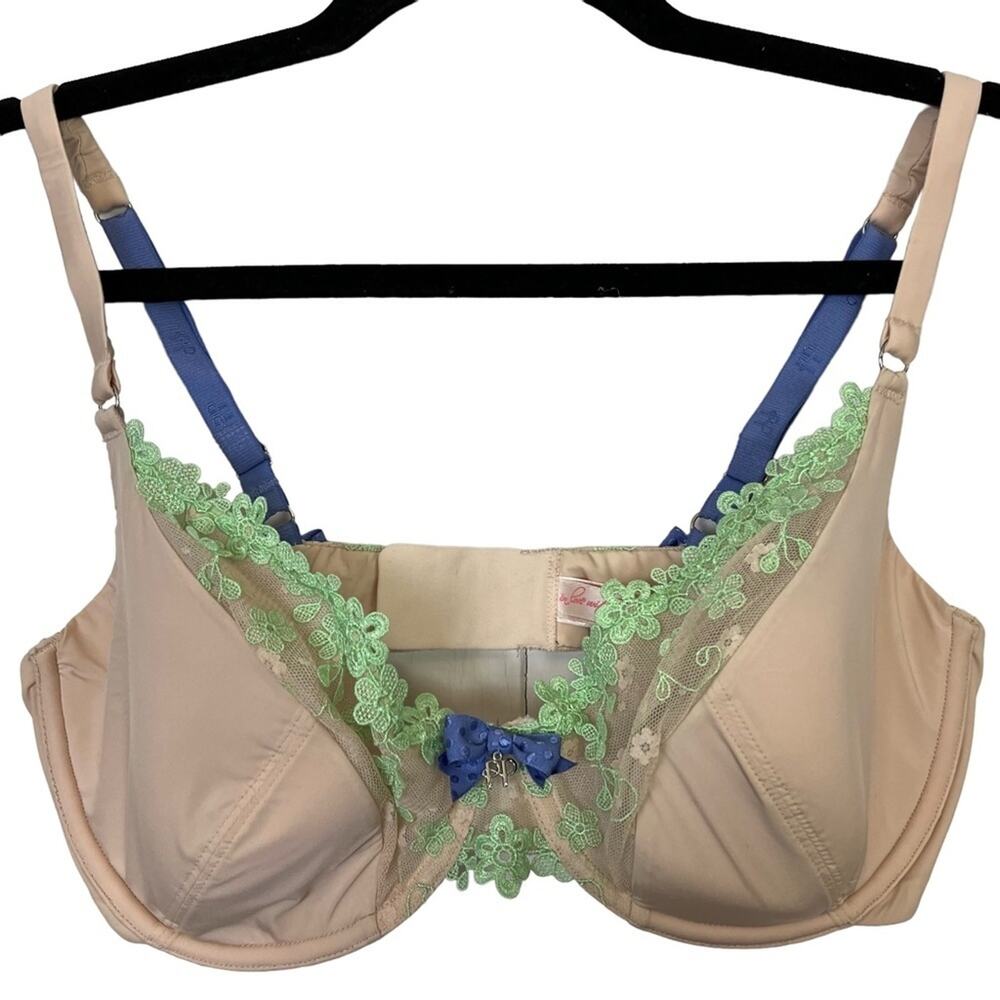 IN LOVE WITH PP PRETTY POLLY Nude Beige Underwire Lightly Lined Bra Lace sz 38C
